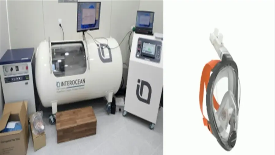 차민성형외과에 설치된 트리니티(좌), 인터오션의 풀페이스 마스크(우)