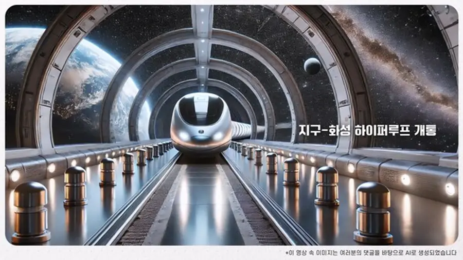 현대건설이 생성형 AI를 활용해 제작한 ‘미래 뉴스’ 캠페인 이미지...하이퍼루프 (사진제공. 현대건설)