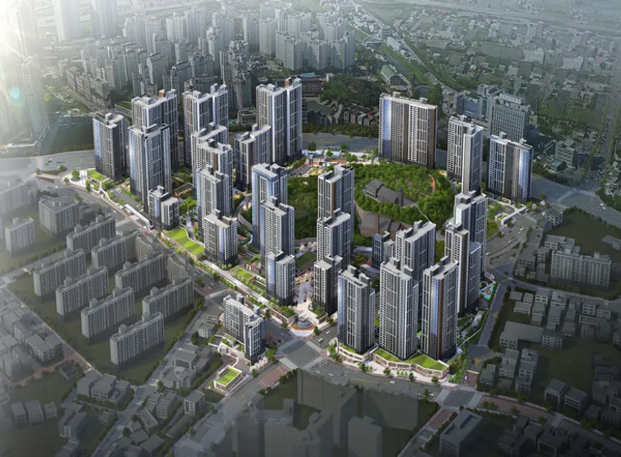3058세대 매머드급 단지로 조성되는 김포 북변4구역 '한강 수자인 오브센트' 조감도 (사진제공. 한양)