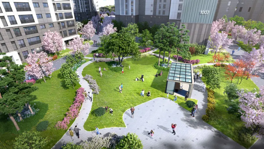 용인 푸르지오 원클러스터 조경공간 '블루밍 아일랜드' (사진제공. 대우건설)