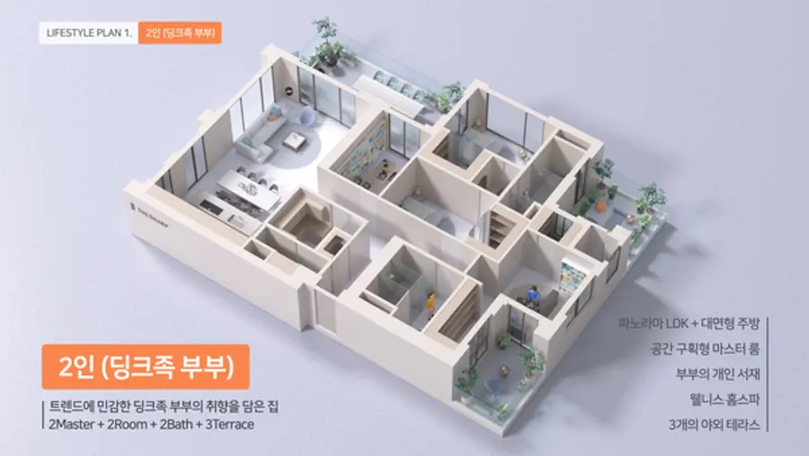 포스코이앤씨개 새로 개발한 라이프스타일 맞춤형 평면(2인 딩크족)