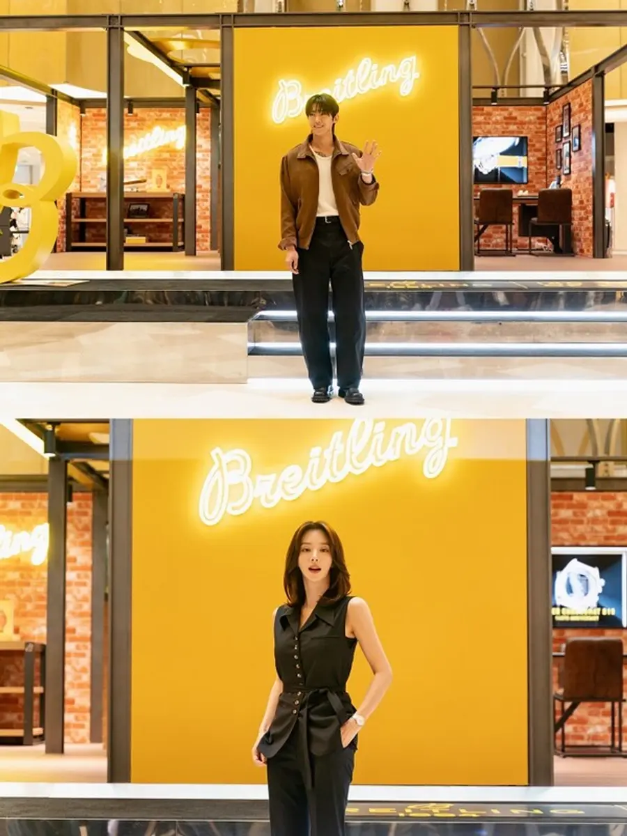 방송인 덱스(위)와 배우 이주빈(아래)이 팝업 행사에서 리미티드 에디션을 소개했다. [이미지 출처 : 브라이틀링]