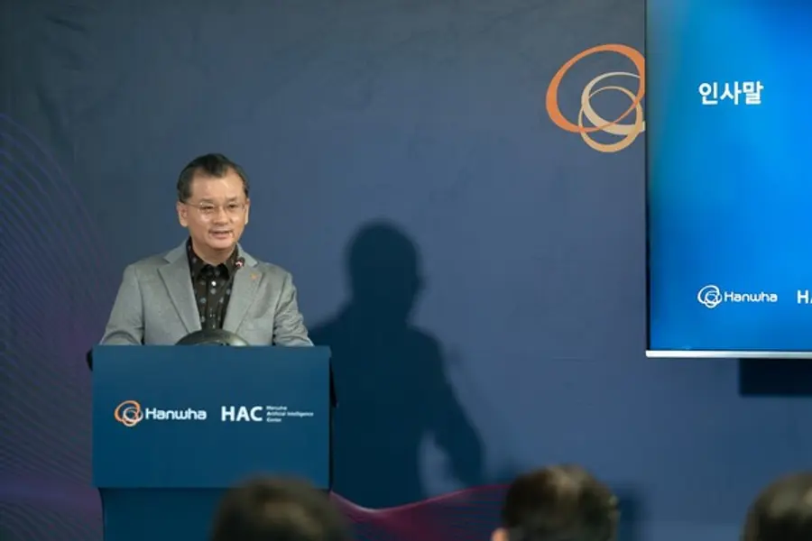 3일(현지시간) 미국 샌프란시스코에서 열린 한화 AI센터(HAC) 개소식에서 인사말을 하는 여승주 한화생명 부회장. [출처: 한화생명]