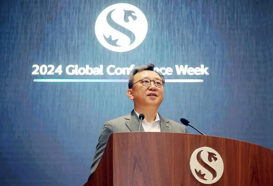 정상혁 신한은행장이 지난 7월 15일 서울 중구 신한은행 본점에서 열린 ‘글로벌 컨퍼런스 위크’ 개회식에서 환영사를 했다. [출처: 신한은행]