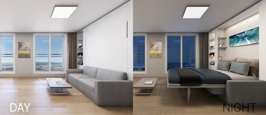 세로형 더블침대와 소파를 결합한 홀리데이 타입 (사진제공=희림)