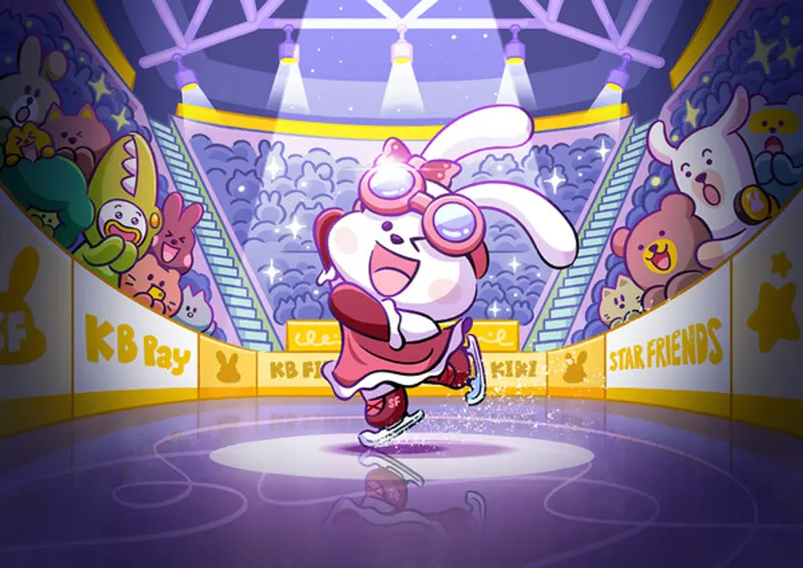 피겨 스케이팅을 하는 KB금융 ‘스타프렌즈’ 키키 [출처: KB금융그룹]