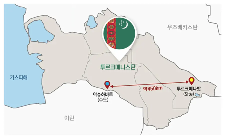 투르크메니스탄 투르크메나밧 미네랄비료PJ 위치도 (사진제공=대우건설)