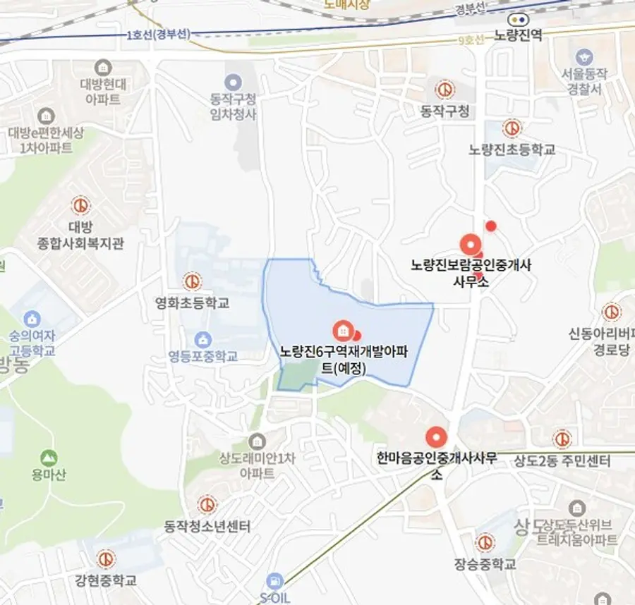 노량진 6구역 위치도 (출처=네이버지도)