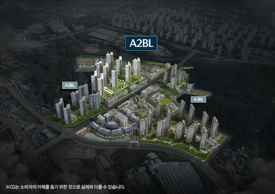 아산탕정자이 AI·A2·A3블록 전체 조감도