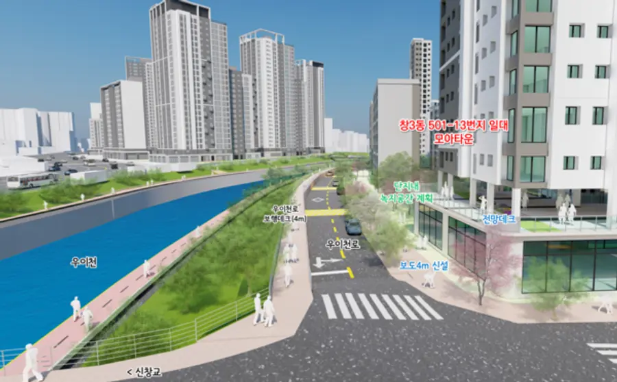 창3동 모아타운 정비후 우이천변 조감도 (사진=서울시)
