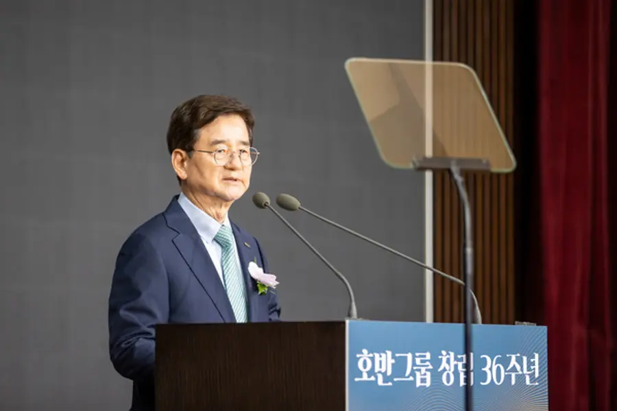 김선규 회장이 기념사를 하고 있다. (사진제공=호반그룹)