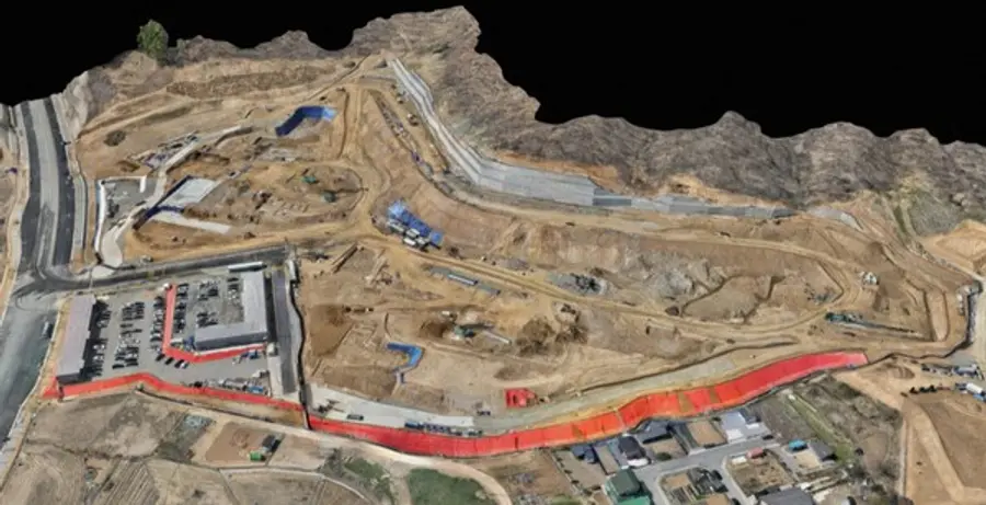 드론 플랫폼으로 제작된 'e편한세상 탕정 마크센텀' 현장 전경 (사진=DL이앤씨)