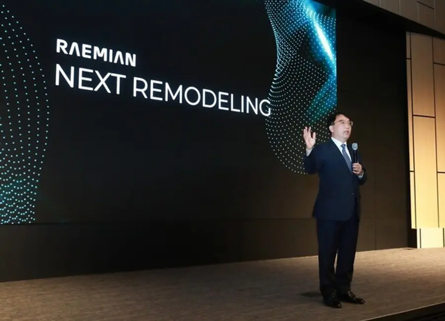 김상국 주택개발사업부장이 래미안 넥스트 리모델링 파트너십 행사에서 사업내용을 설명하고 있다. (사진=삼성물산)