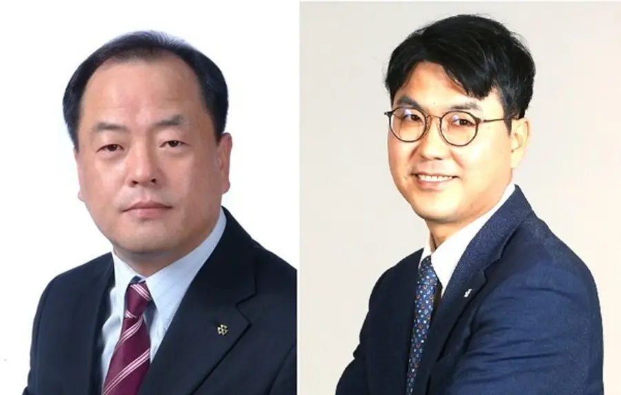 코오롱인더스트리 FnC부문 김민태 대표이사 부사장(왼쪽)과 코오롱제약 전승호 대표이사