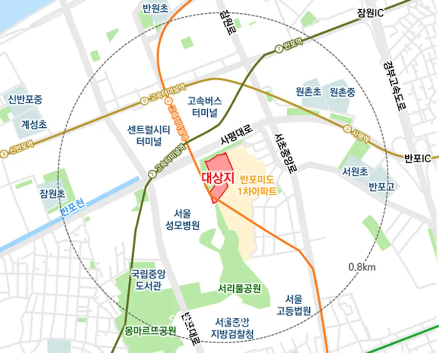  반포미도2차아파트 재건축사업 위치도 (출처=서울시)