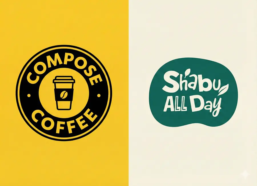 컴포즈커피와 샤브올데이.