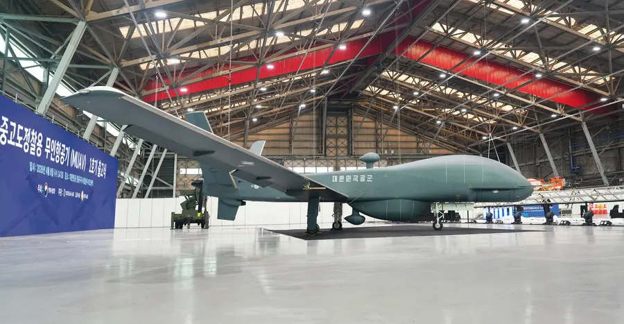 중고도 정찰용 무인항공기(MUAV) 양산 1호기의 모습. 대한항공 제공