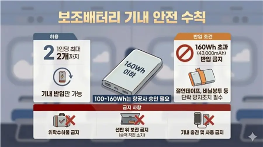 4월 20일부터 적용되는 보조배터리 기내 안전 수칙. 국토부 제공