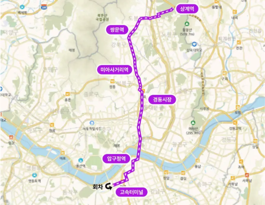 A148번 버스 노선도. 서울시 제공