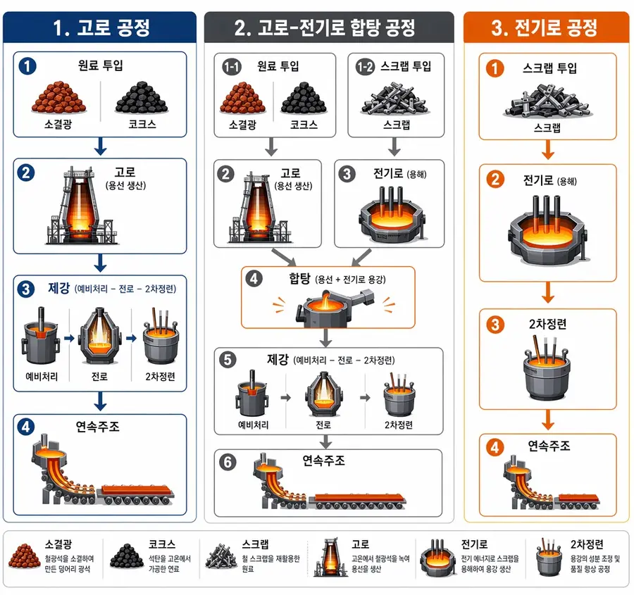 조강 생산 공정. 포스코 제공