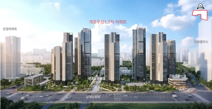 개포우성1·2차아파트 재건축 투시도(안). 서울시 제공