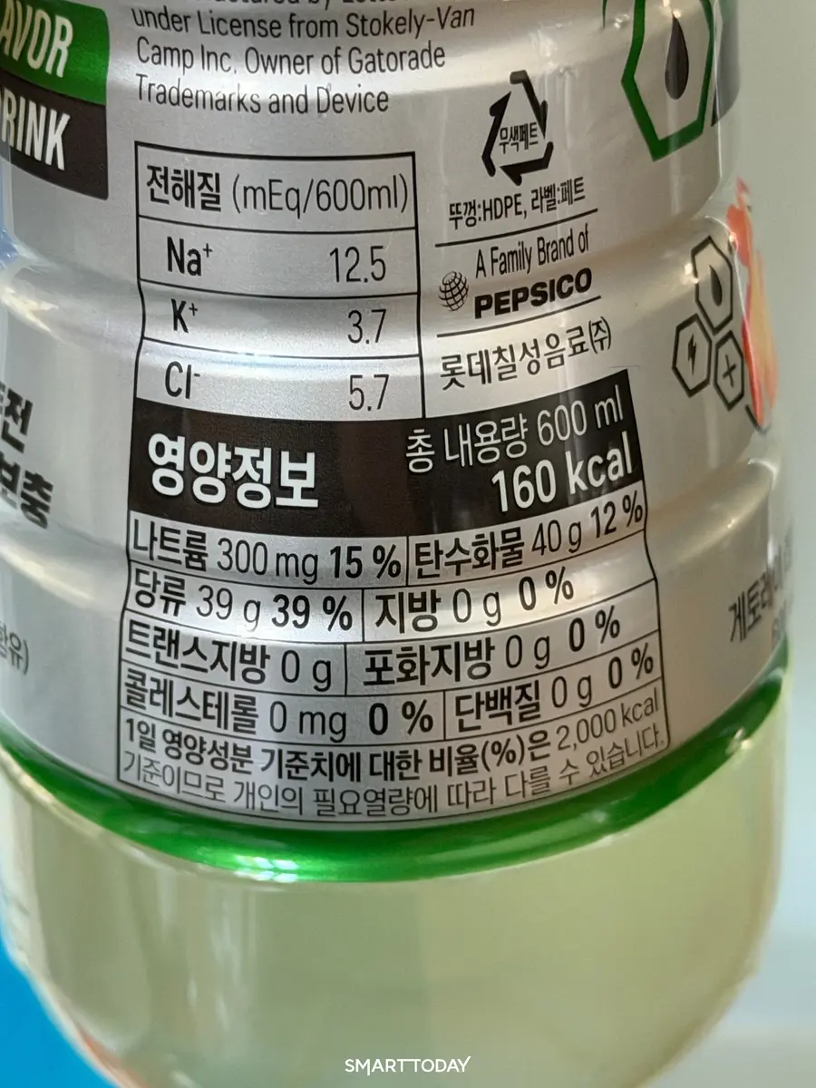 세 제품의 영양성분표. 포카리스웨트 500㎖에는 당류 29g, 파워에이드 마운틴 블라스트 600㎖에는 15g, 게토레이 레몬 600㎖에는 39g이 표시돼 있다. 최아랑기자